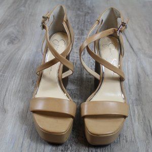 Jessica Simpson Nude Leather Platform Heels